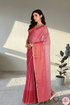 Handblock Printed DIVA MULCOTTON Pink Saree with Blouse Piece
