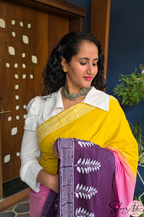 Handblock Printed TRIYA MULCOTTON Purple Saree with Blouse Piece