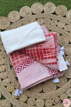 Handblock Printed DHARA MULCOTTON Pink Maroon Saree with Blouse Piece
