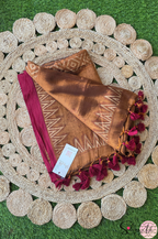 Handblock Printed RAAS Tissue Copper Saree with Blouse Piece