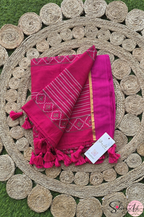 Handblock Printed KASHVI MULCOTTON Pink Saree with Blouse Piece