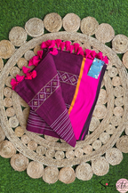 Handblock Printed KASHVI MULCOTTON Coke Saree with Blouse Piece